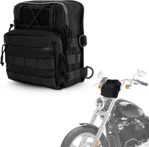 PSLER Motorcycle Handlebar Bag Front Fork Trunk Storage Bag Tool Pouch T-Bar Bag Universal for Dyna Street Bob FXBB Softail Sportster Cruiser Dirt Bike Bicycle ATV Waterproof