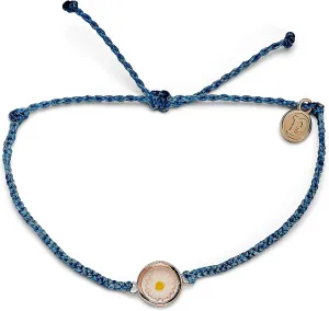 Pura Vida Silver or Rose Gold-Plated Meadow Daisy Bracelet - Adjustable Band, Coated Brand Charm