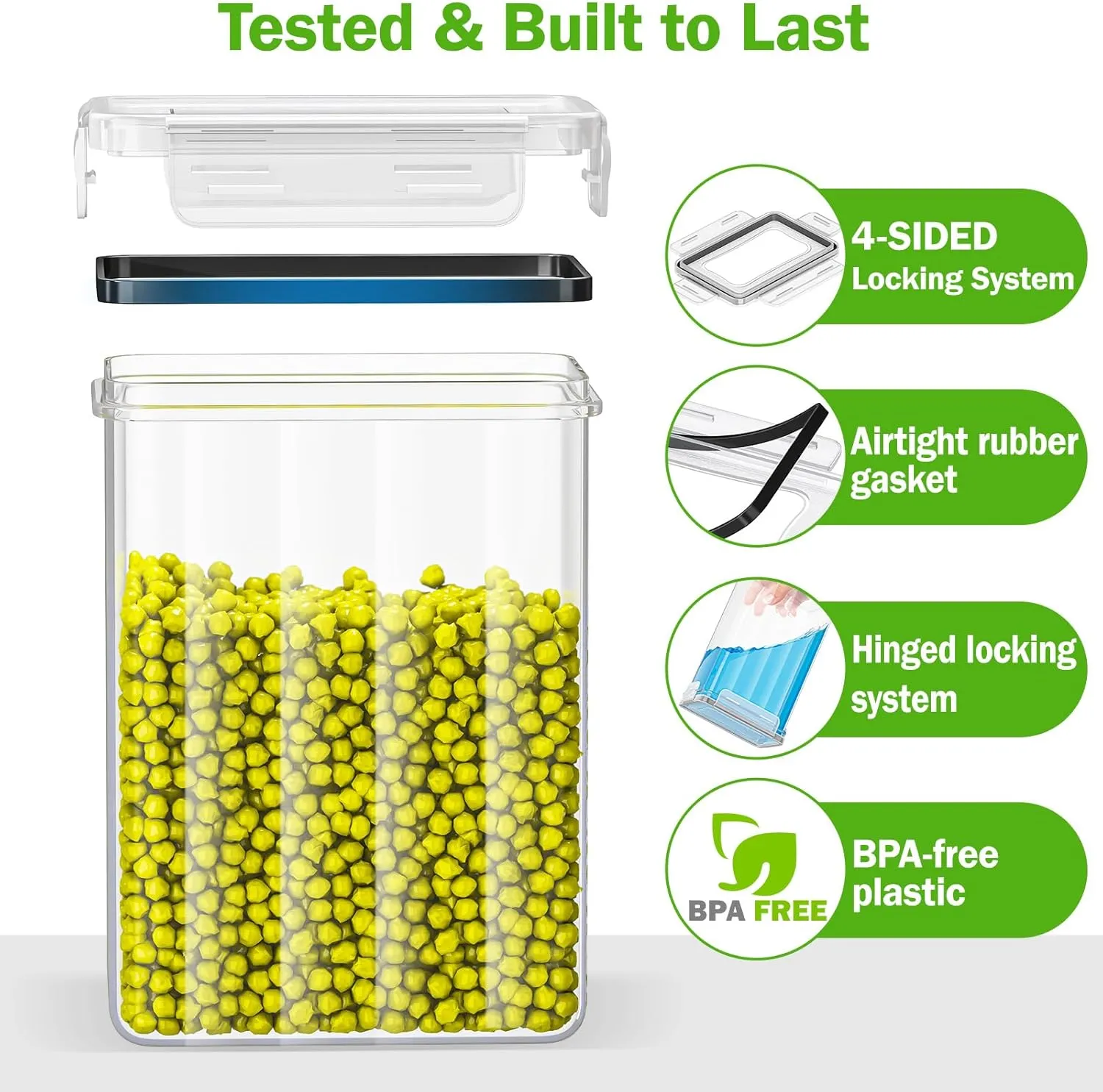 PurKeep 24 Pack Food Storage Containers - BPA Free, Airtight Kitchen Storage for Cereal, Flour, Sugar & Baking Supplies with 24 Labels & 1 Marker, 42L