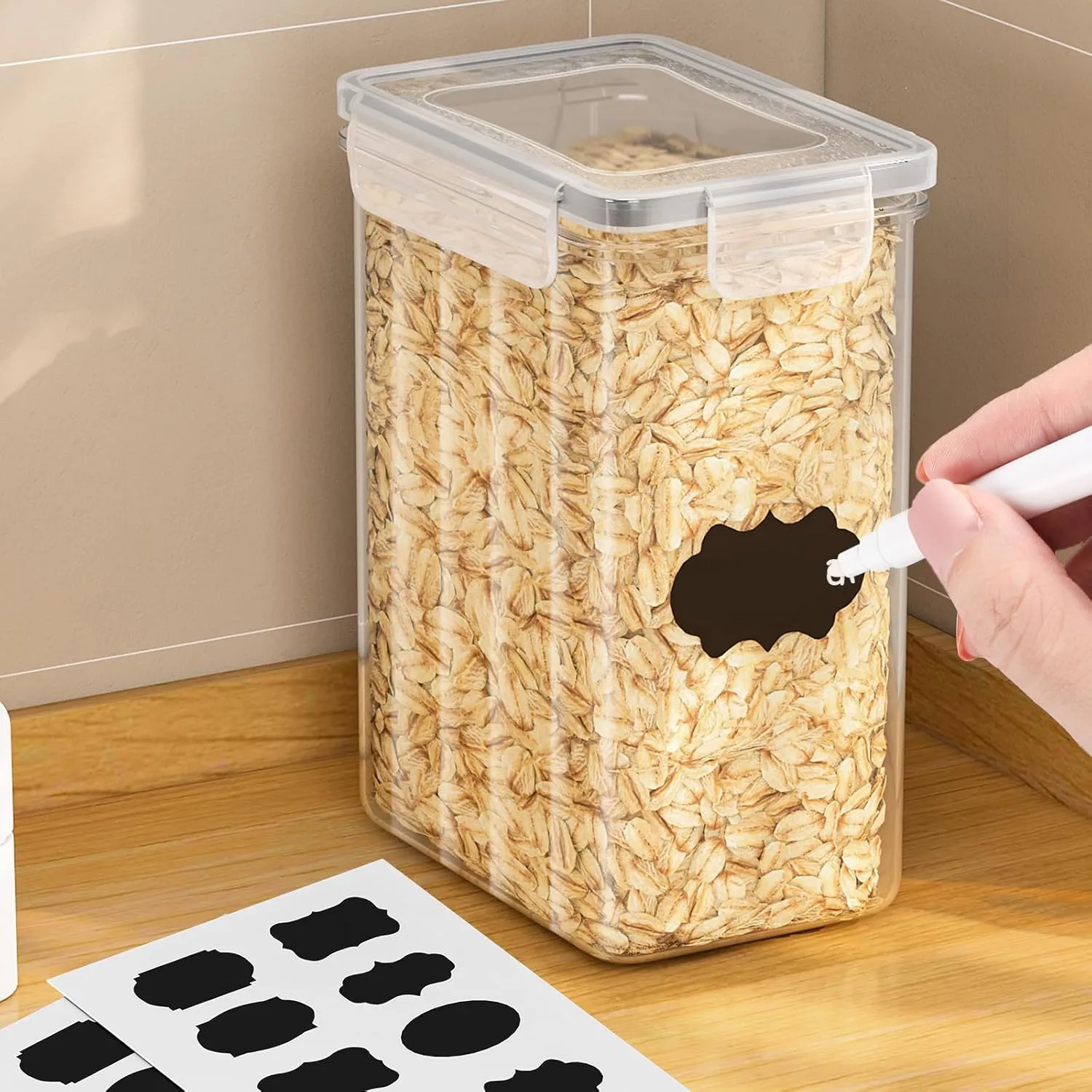 PurKeep 24 Pack Food Storage Containers - BPA Free, Airtight Kitchen Storage for Cereal, Flour, Sugar & Baking Supplies with 24 Labels & 1 Marker, 42L
