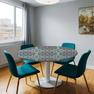 Purple Blue Tablecloth Toppers for Round Tables Mandala Flower Floral Table ​Cover ​for Kitchen Dining Party Picnic Fit for 36"-39" Diameter Table Eastern Design