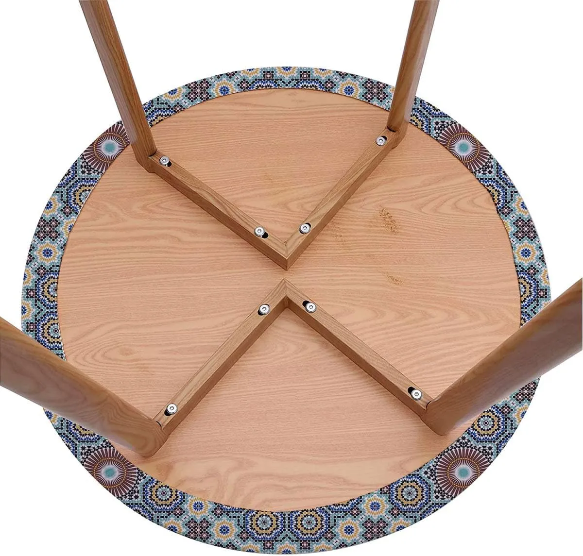 Purple Blue Tablecloth Toppers for Round Tables Mandala Flower Floral Table ​Cover ​for Kitchen Dining Party Picnic Fit for 36"-39" Diameter Table Eastern Design