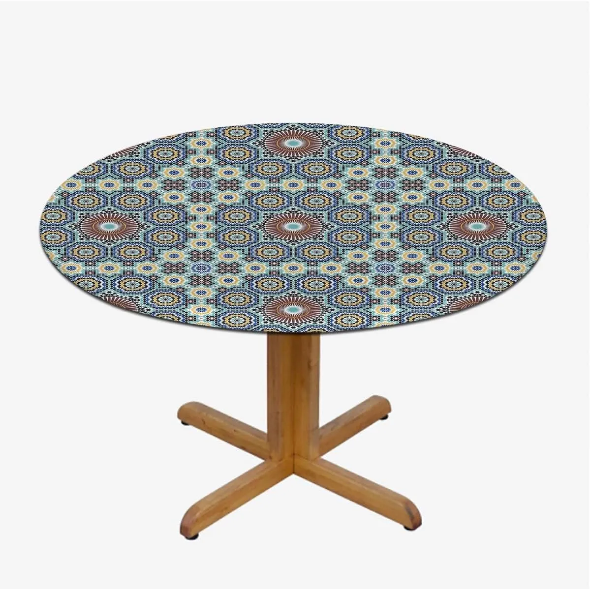 Purple Blue Tablecloth Toppers for Round Tables Mandala Flower Floral Table ​Cover ​for Kitchen Dining Party Picnic Fit for 36"-39" Diameter Table Eastern Design
