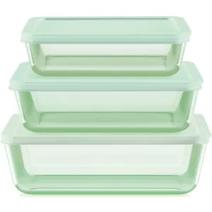Pyrex® Simply Store® Tinted 6-piece Rectangle Storage Set with Plastic Lids, Green