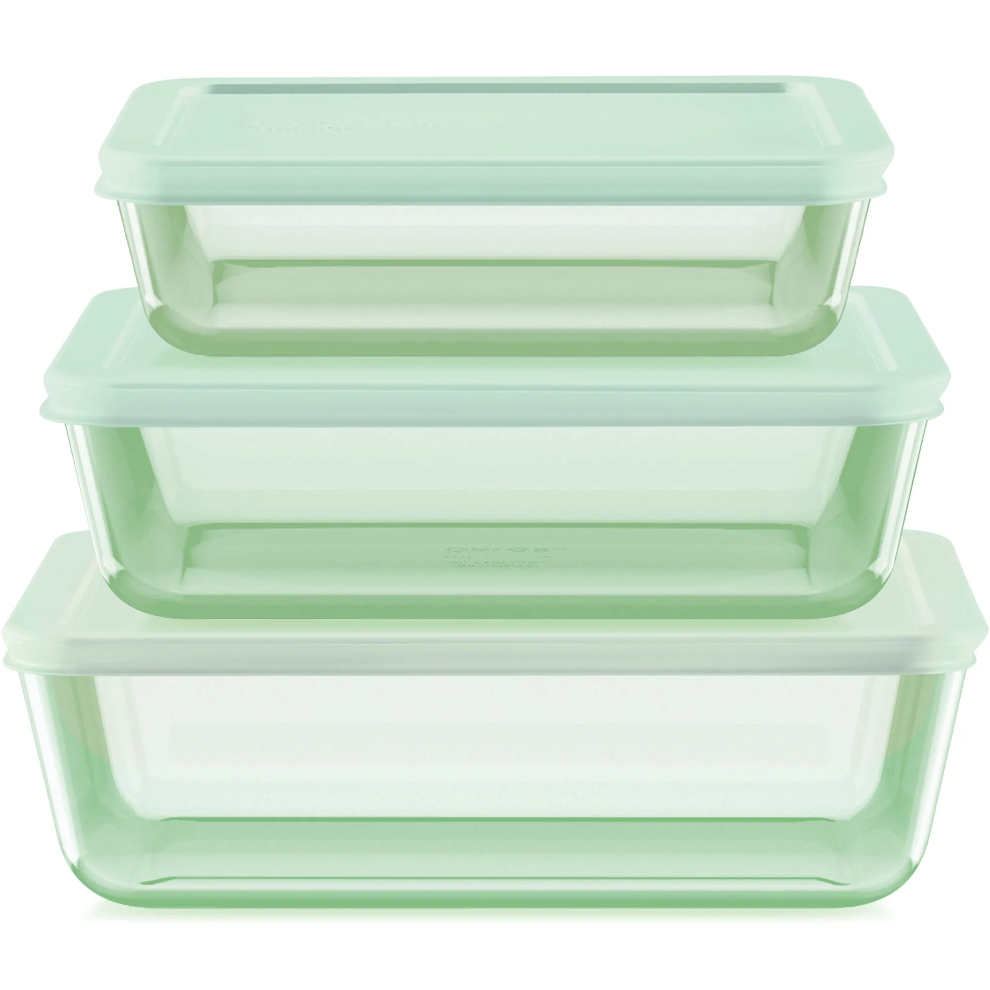 Pyrex® Simply Store® Tinted 6-piece Rectangle Storage Set with Plastic Lids, Green
