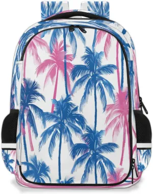 QsirBC Colorful Abstract Coconut Trees Multi Compartment Backpack with Reflective Strips Adjustable Padded Straps Large Capacity Waterproof Duffel Bag for Men Women Work and Daily Use