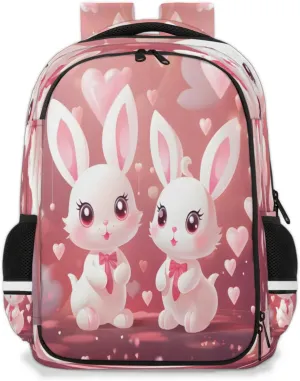 QsirBC Rabbits Love Multi Compartment Backpack with Reflective Strips Adjustable Padded Straps Large Capacity Waterproof Duffel Bag for Men Women Work and Daily Use
