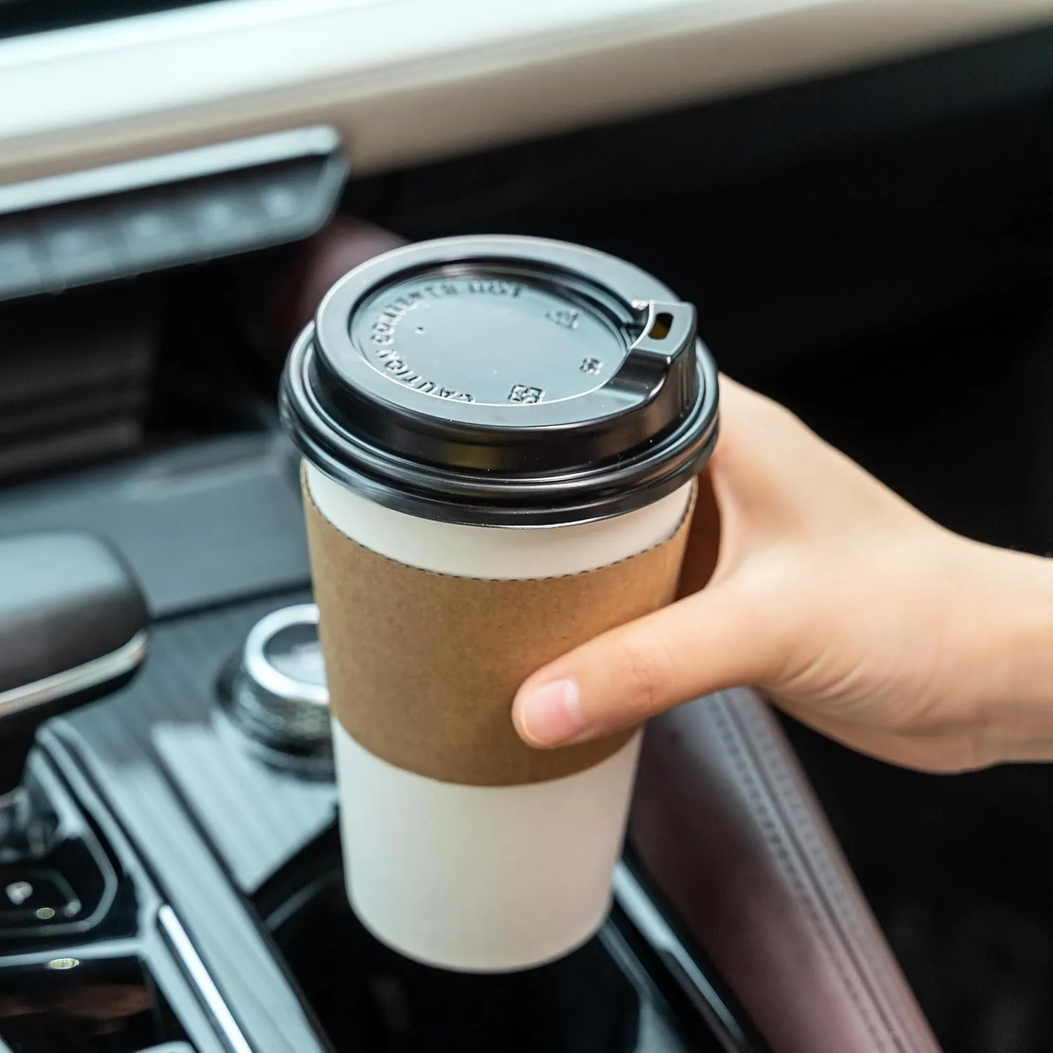 RACETOP Disposabe Coffee Cups with Lids and Sleeves 16 oz 50 Pack, Hot Paper Coffee Cups with Lids, To Go Cup with Lid, Ideal for To Go Coffee, Travel, Office, Home
