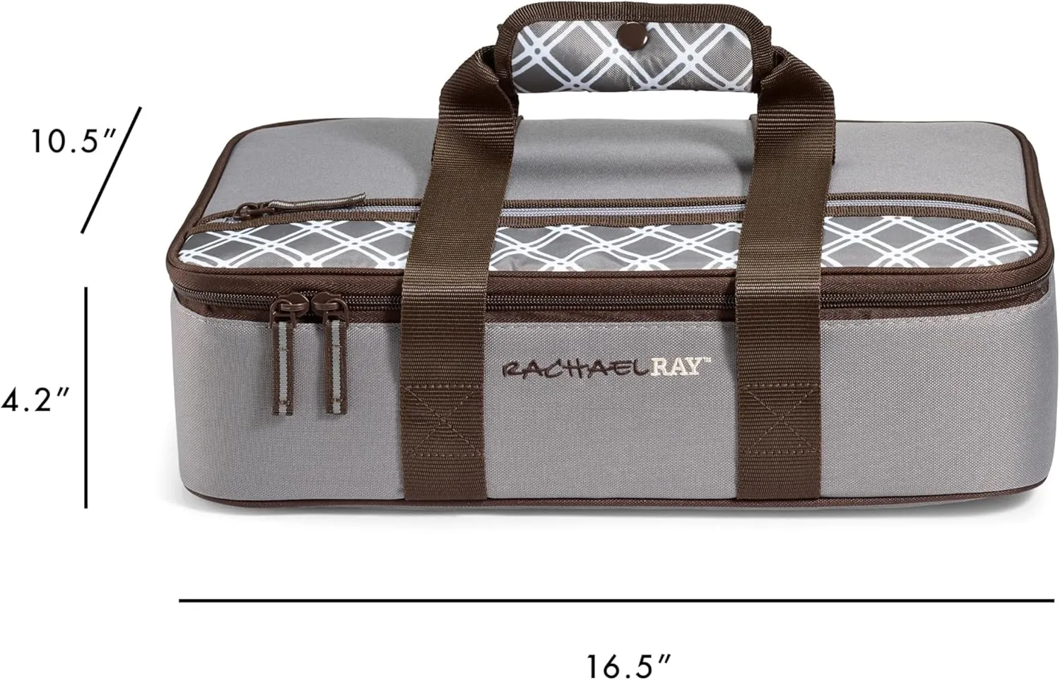 Rachael Ray Lasagna Lugger, Thermal Insulated Casserole Carrier for Hot or Cold Food, Lugger Tote for Pockluck, Parties, Picnic, and Cookouts, Fits 9" x 13" Baking Dish, Sea Salt Grey