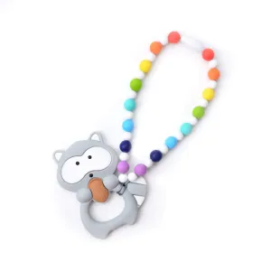 Rainbow Raccoon Baby Carrier Teether Toy