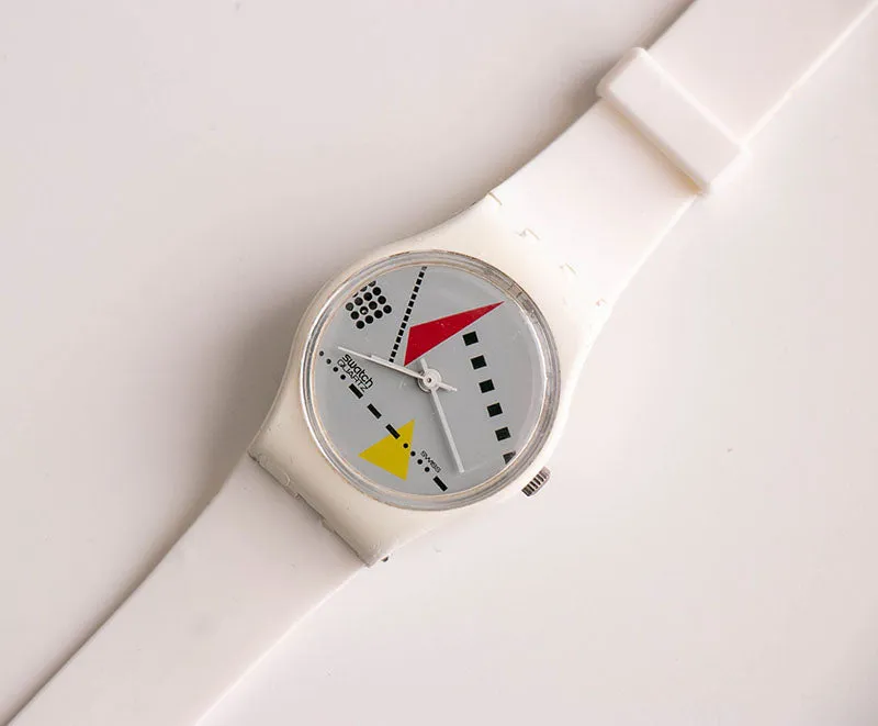 RARE Swatch Lady LW102 WHITE MEMPHIS Watch | 1984 Swatch Lady
