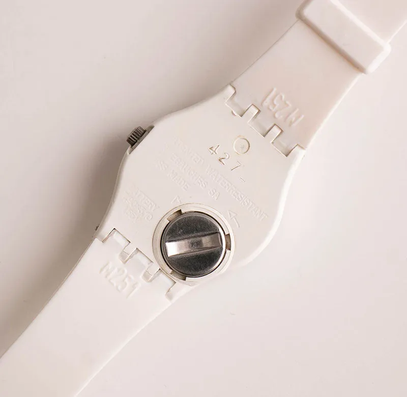 RARE Swatch Lady LW102 WHITE MEMPHIS Watch | 1984 Swatch Lady