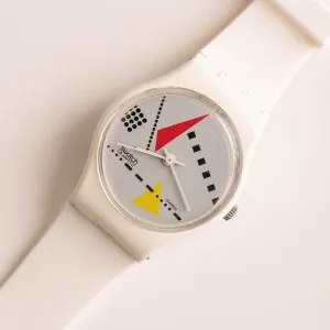 RARE Swatch Lady LW102 WHITE MEMPHIS Watch | 1984 Swatch Lady
