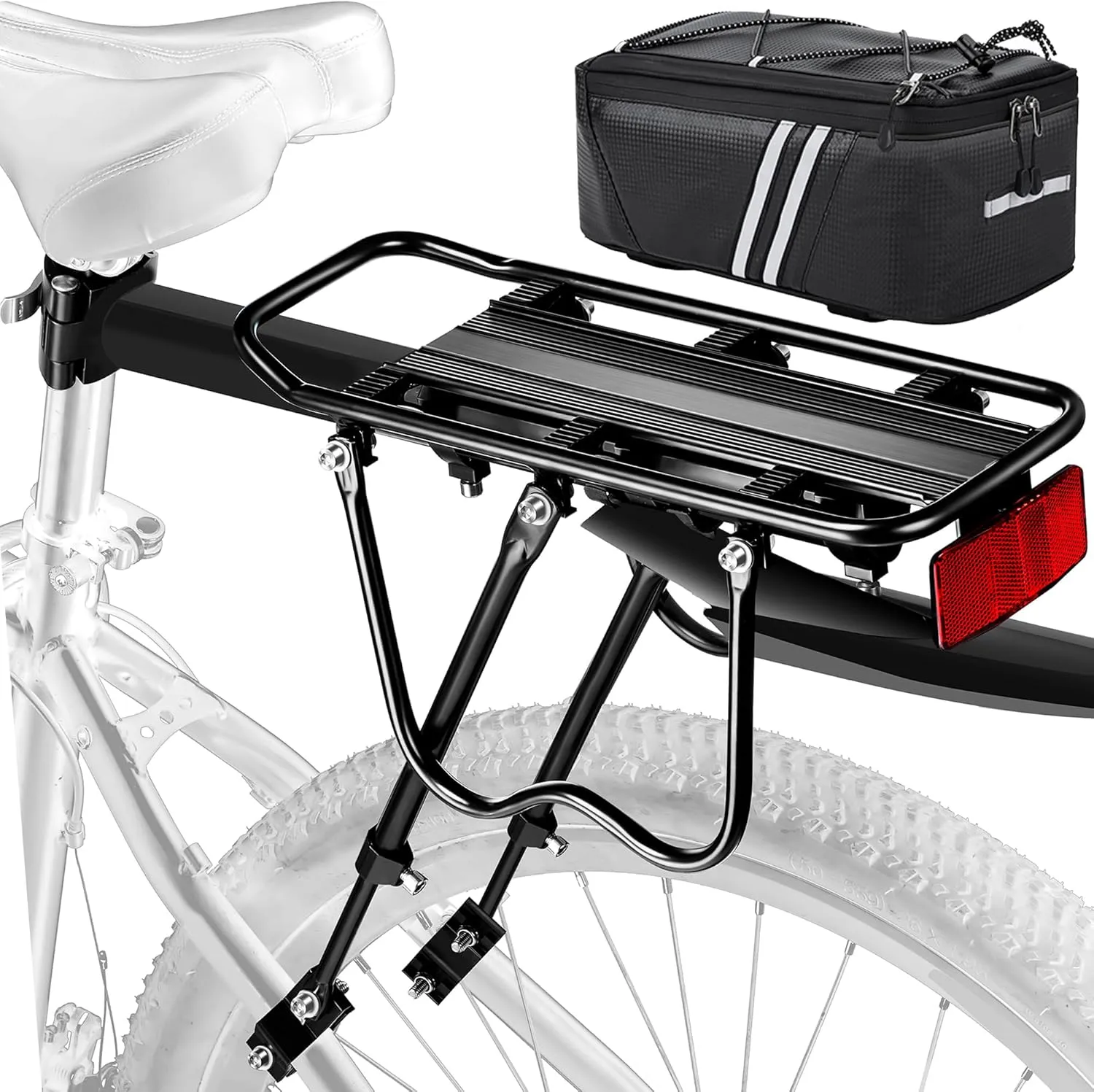 Rear Bike Rack,Bike Cargo Rack w/Fender & Large Size Reflective,Quick Release Mountain Road Bicycle Rear Racks,Universal Bike Luggage Rack,Large Capacity Bike Pannier Rack,YONTUO
