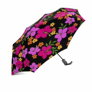 red bright Hibiscus flower pattern print Umbrella Automatic Foldable with totes
