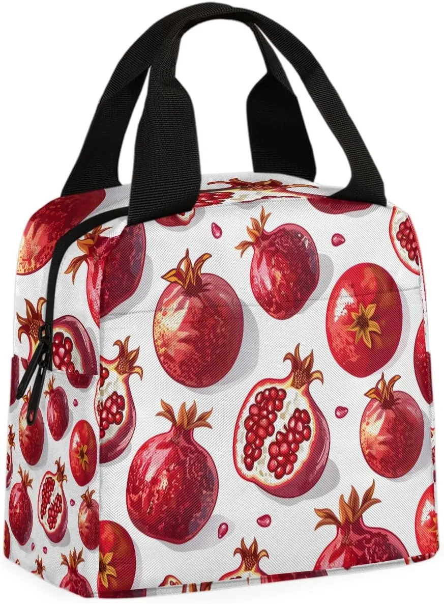 Red Pomegranate Lunch Bag Pomegranate Tote Lunch Bag Reusable Lunch Box Leakproof Cooler Bag