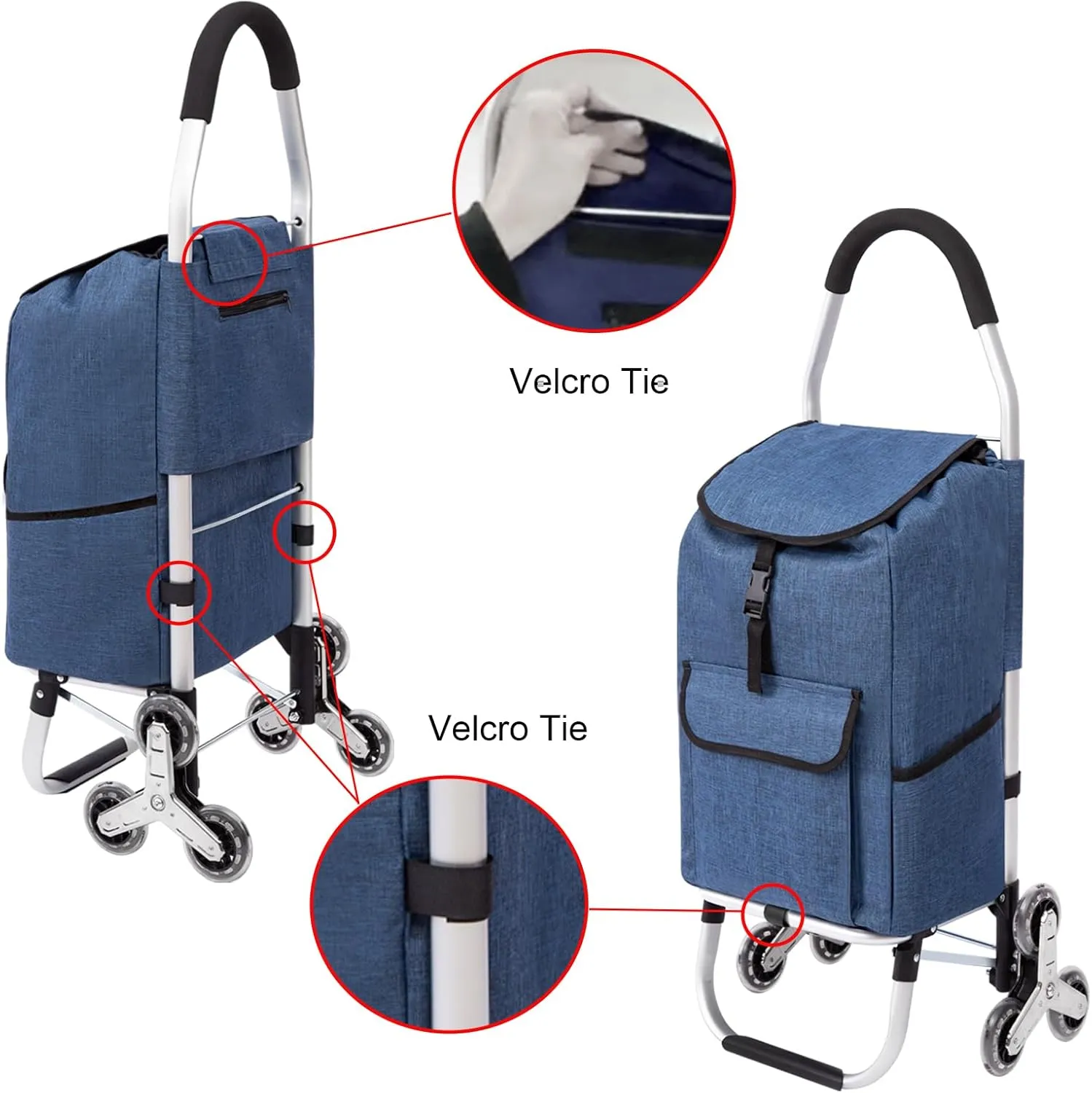 Replacement Bag for Grocery Cart/Shopping Cart - Waterproof Trolley Bags, for Aluminium Alloy Frame, 13inx9.5inx21.6in (Blue)