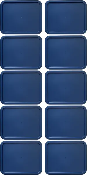 Replacement Lids for Pyrex 3-Cup Glass Food Storage Container Bowls, (7.75 x 5.75-Inch) Plastic Rectangle Lids Covers fits Pyrex 7210-PC, Airtight & Leakproof (10-Pack, Blue)