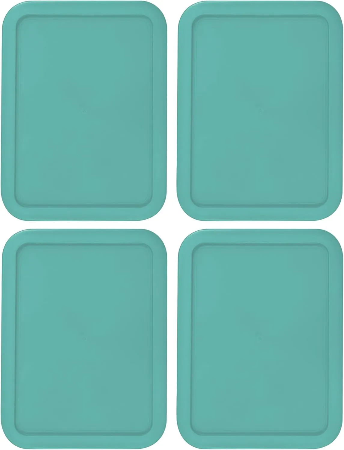 Replacement Lids for Pyrex 3-Cup Glass Food Storage Container Bowls, (7.75 x 5.75-Inch) Plastic Rectangle Lids Covers fits Pyrex 7210-PC, Airtight & Leakproof (4-Pack, Turquoise)