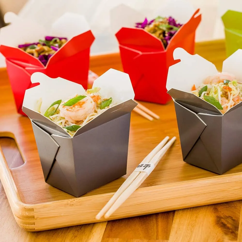 Restaurantware-8 Ounce Noodle Take Out Boxes, 200 Disposable Food To Go Boxes - Tab-Lock, Stackable, Gray Paper Take Home Boxes, Greaseproof, For Restaurants, Catering, And Parties