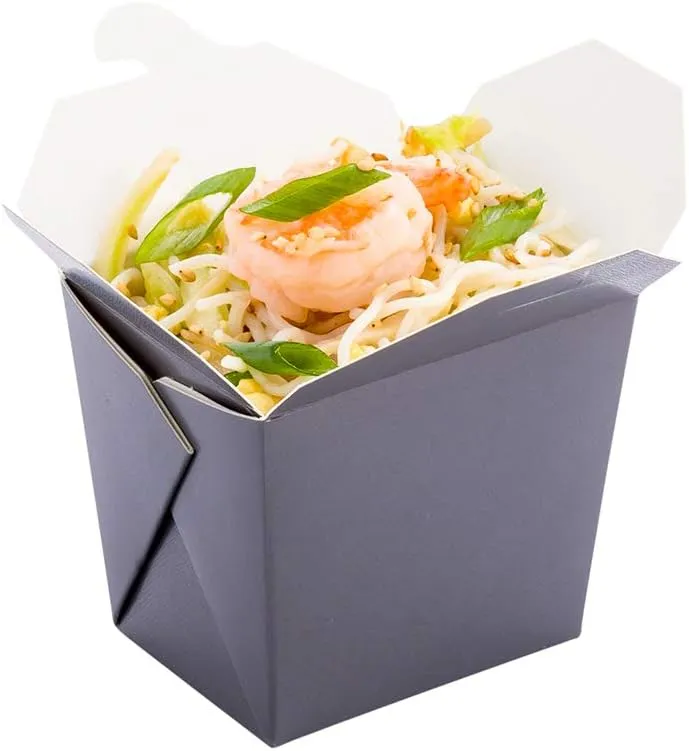 Restaurantware-8 Ounce Noodle Take Out Boxes, 200 Disposable Food To Go Boxes - Tab-Lock, Stackable, Gray Paper Take Home Boxes, Greaseproof, For Restaurants, Catering, And Parties