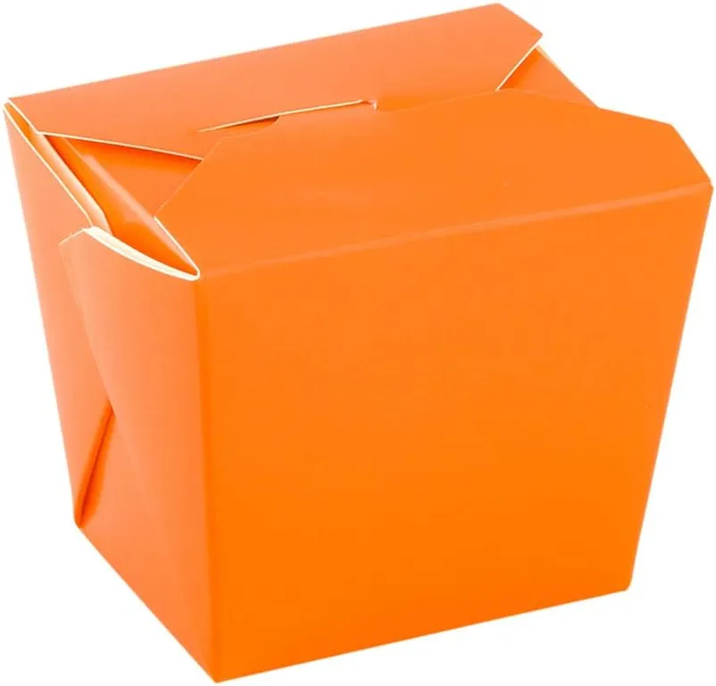 Restaurantware-8 Ounce Noodle Take Out Boxes, 200 Disposable Food To Go Boxes - Tab-Lock, Stackable, Orange Paper Take Home Boxes, Greaseproof, For Restaurants, Catering, And Parties