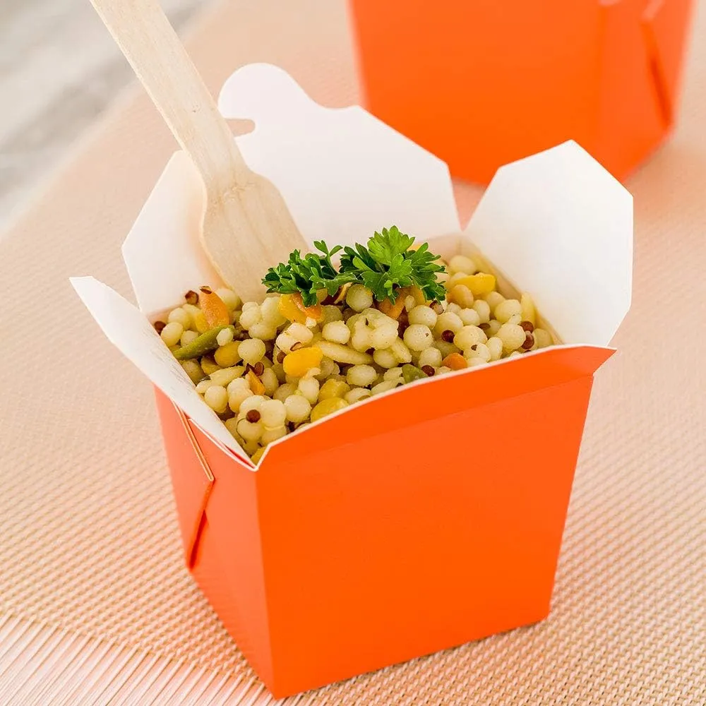 Restaurantware-8 Ounce Noodle Take Out Boxes, 200 Disposable Food To Go Boxes - Tab-Lock, Stackable, Orange Paper Take Home Boxes, Greaseproof, For Restaurants, Catering, And Parties