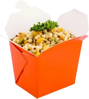 Restaurantware-8 Ounce Noodle Take Out Boxes, 200 Disposable Food To Go Boxes - Tab-Lock, Stackable, Orange Paper Take Home Boxes, Greaseproof, For Restaurants, Catering, And Parties