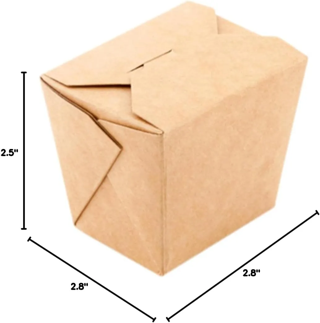 Restaurantware-8 Ounce Noodle Take Out Boxes, 25 Disposable Food To Go Boxes - Tab-Lock, Stackable, Kraft Paper Take Home Boxes, Greaseproof, For Restaurants, Catering, And Parties