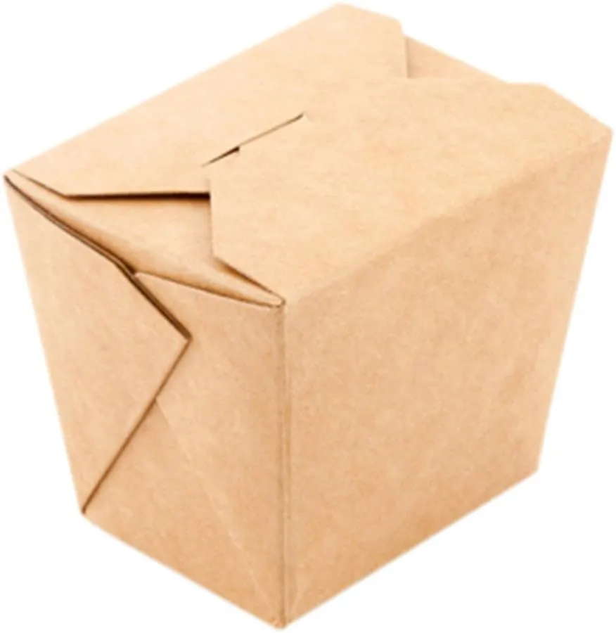 Restaurantware-8 Ounce Noodle Take Out Boxes, 25 Disposable Food To Go Boxes - Tab-Lock, Stackable, Kraft Paper Take Home Boxes, Greaseproof, For Restaurants, Catering, And Parties