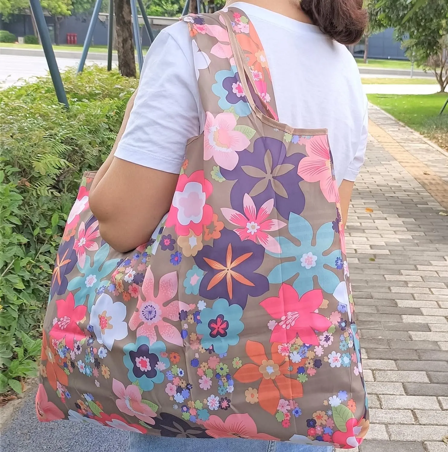 Reusable Foldable Shopping Tote Bag for Groceries Portable Waterproof Large Spare Bag for Women Travel Camping Bag