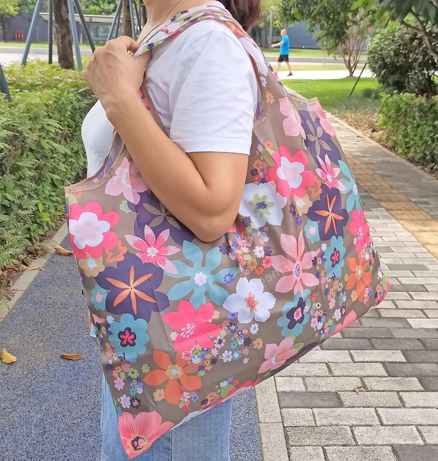 Reusable Foldable Shopping Tote Bag for Groceries Portable Waterproof Large Spare Bag for Women Travel Camping Bag