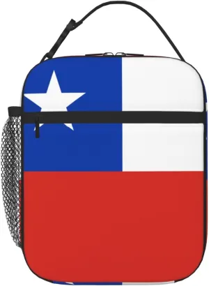 Reusable insulated bag, Flag of Chile cooler tote bag, unisex portable storage bag, lunch bag for work office school travel