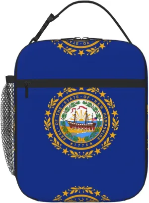 Reusable insulated bag, Flag of New Hampshire cooler tote bag, unisex portable storage bag, lunch bag for work office school travel