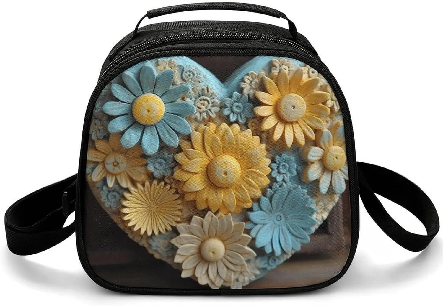 Reusable Lunch Bag for Women Lunch Tote Bags Insulated Lunch Box for Men Lunchbox Wood Carving Style Flowers Lunch Cooler Bag Leakproof Lunch Container for Work Picnic Travel