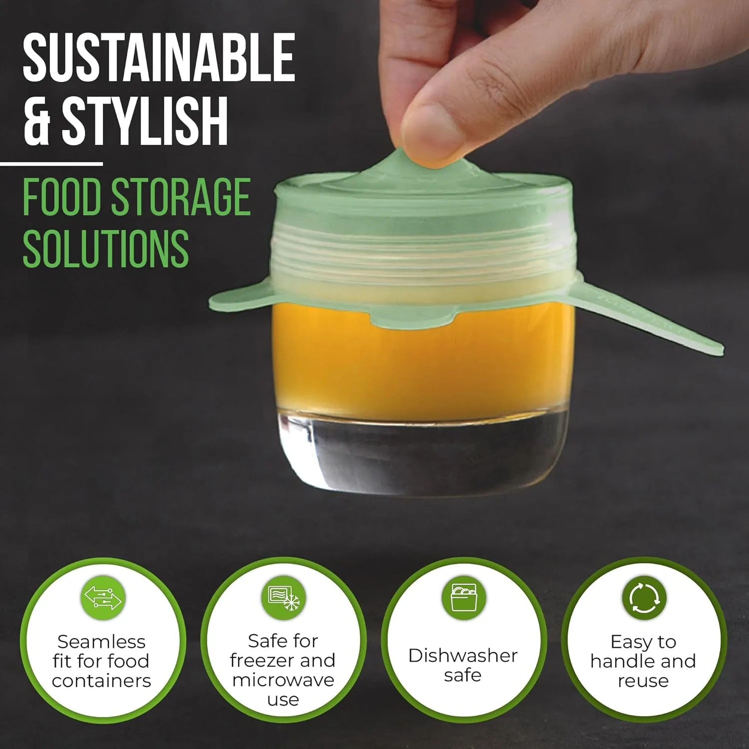 Reusable Silicone Stretch Lids - Stretchy Silicone Lids For Bowls - Reusable Silicone Bowl Covers Reusable - Silicone Covers For Bowls - Silicone Microwave Cover - Mint Frost Stretchy Lid Set