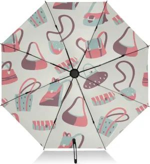 Reverse Folding Umbrella Doodle Bags Pattern Travel Rain Umbrella For Car Large UV Sun Umbrellas Automatic Umbrella