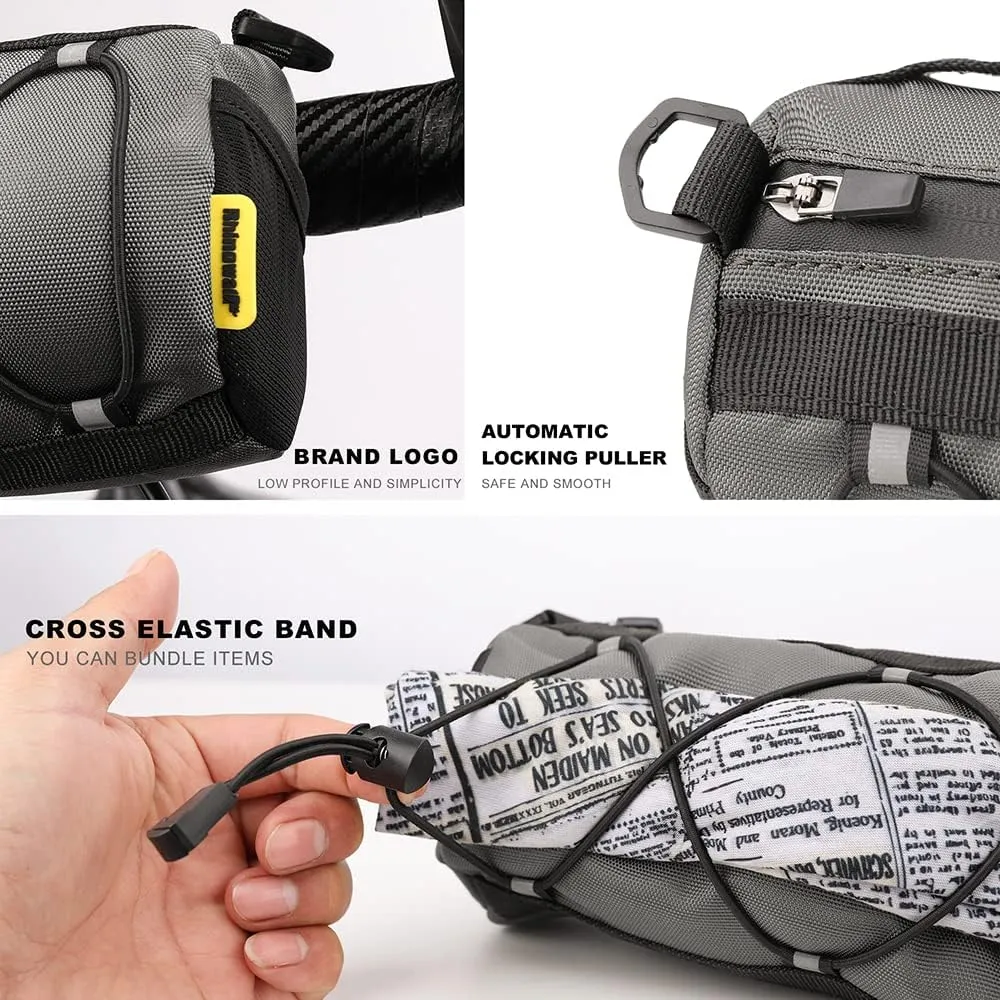 Rhinowalk Bike Handlebar Bag, Bicycle Front Bag Frame Storage Roll Bag Mountain Road Bikes Commuter Shoulder Bag Professional Cycling Accessories