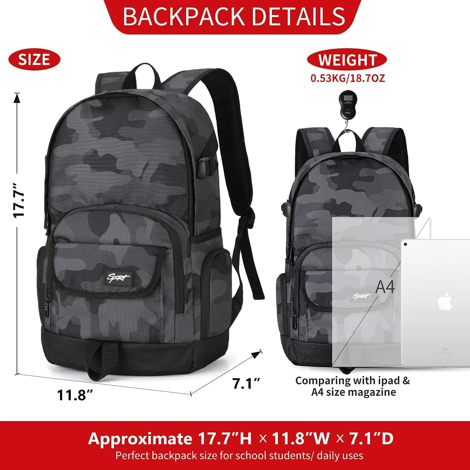 rickyh style Boys and Girls Kids Backpacks, Lightweight Backpack 18.5 x 13.75 x 8.75 Inches lunch bags 10 x 8 x 3.13 Inches Kids Backpacks for School and Travel, BPA Free