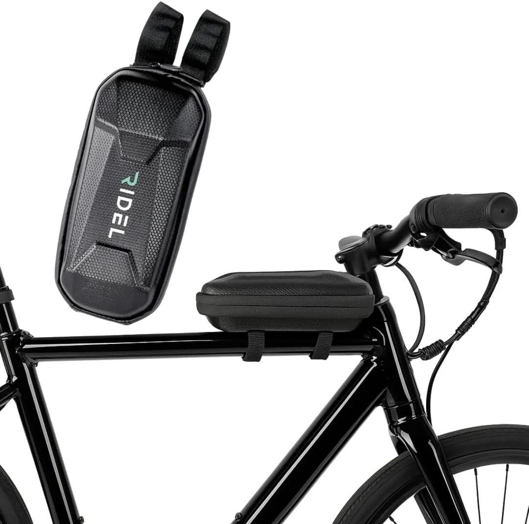 Ridel Bike Bag for Front Frame with Double Zippers - Water Resistant Handlebar Bag with 4 Adjustable Straps - Bike Bags for Bicycles Headtube Ideal for Storing Essentials Like Phone, Keys & Snacks