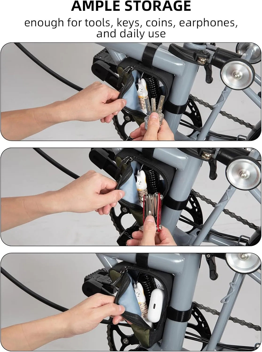 ROCKBROS Bike Frame Pouch Triangle Bike Pouch - Waterproof Small Bicycle Accessories for Boys Girls Men Women, Universally Compatible with Road Bikes, Brompton Bikes, Folding Bikes and Kids' Bikes