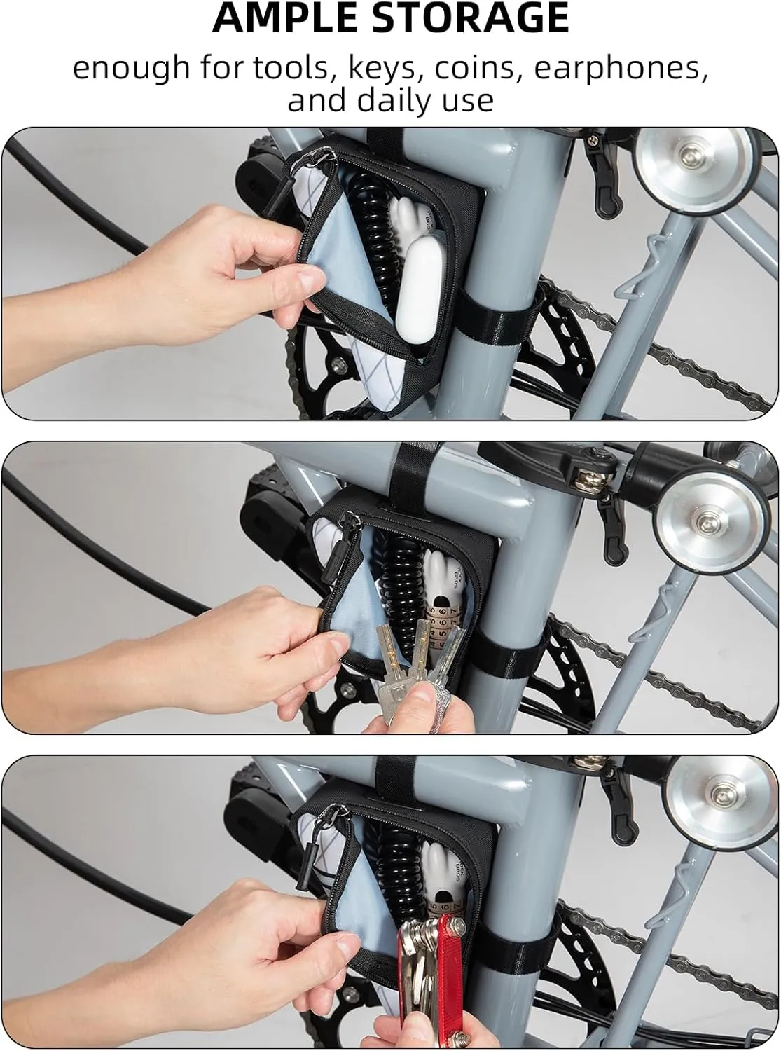ROCKBROS Bike Frame Pouch Triangle Bike Pouch - Waterproof Small Bicycle Accessories for Boys Girls Men Women, Universally Compatible with Road Bikes, Brompton Bikes, Folding Bikes and Kids' Bikes