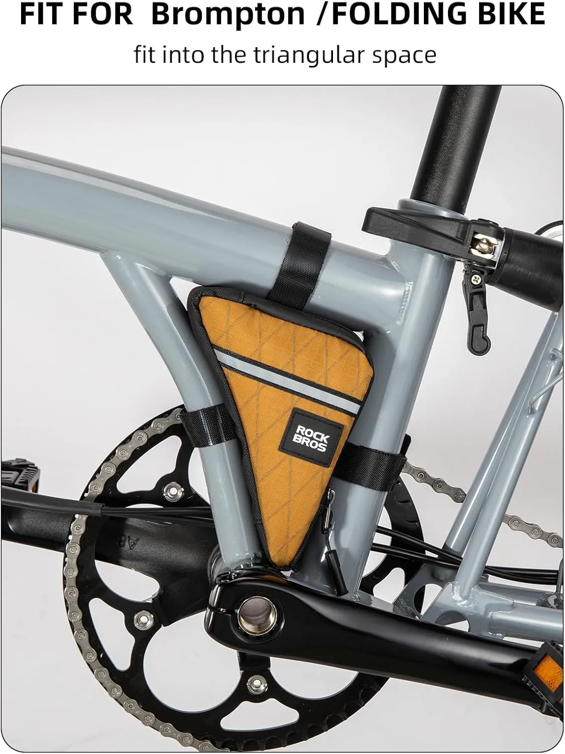 ROCKBROS Bike Frame Triangle Pouch - Waterproof Small Bicycle Bag for Men, Women & Kids - Road & Folding Bike Accessory