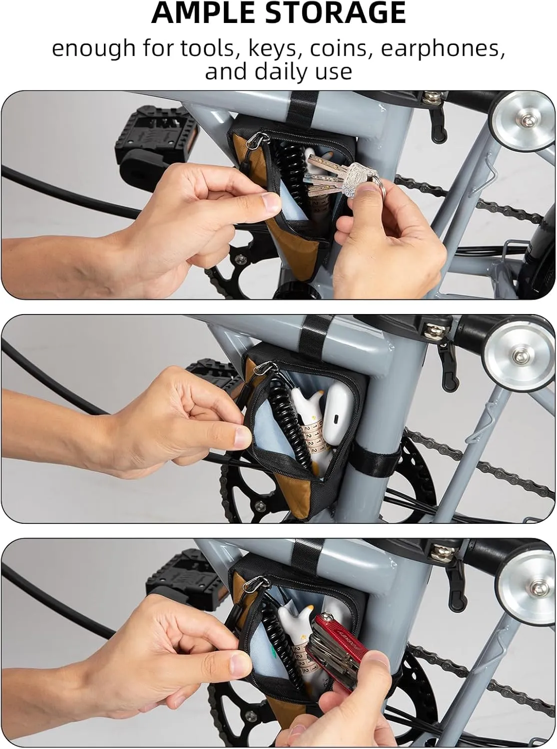 ROCKBROS Bike Frame Triangle Pouch - Waterproof Small Bicycle Bag for Men, Women & Kids - Road & Folding Bike Accessory