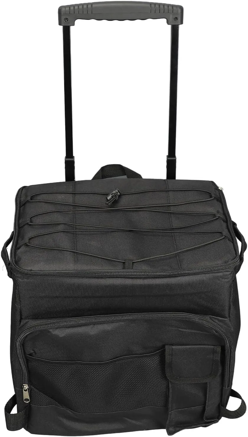 Rolling Cooler, 43L Leakproof Insulated Cooler Bag with Wheels, Multi Compartments, and Silent Pulleys, Trolley Case Design Portable Travel Cooler for Beach, Camping, Outdoor
