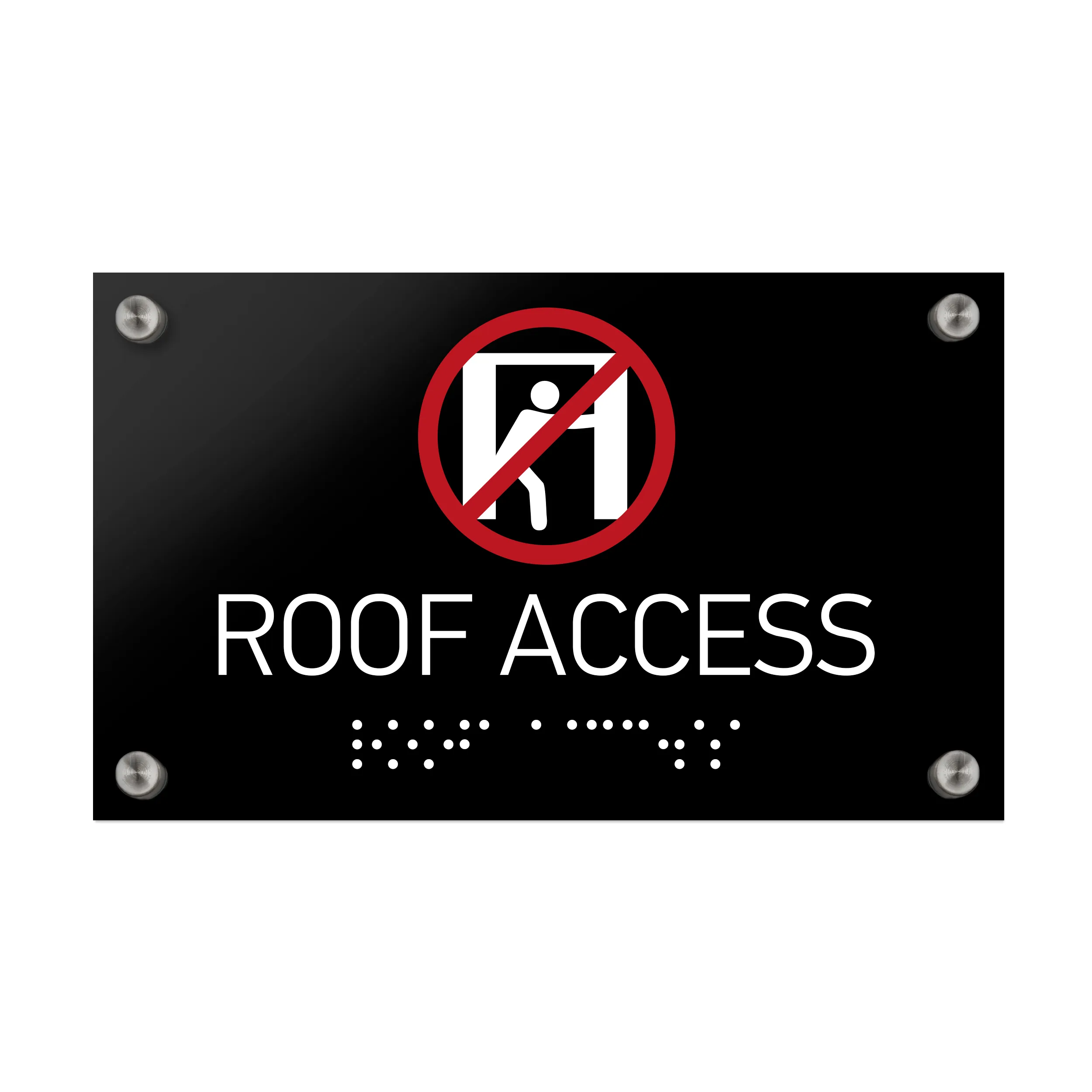 Roof Access Sign Braille - Black Acrylic