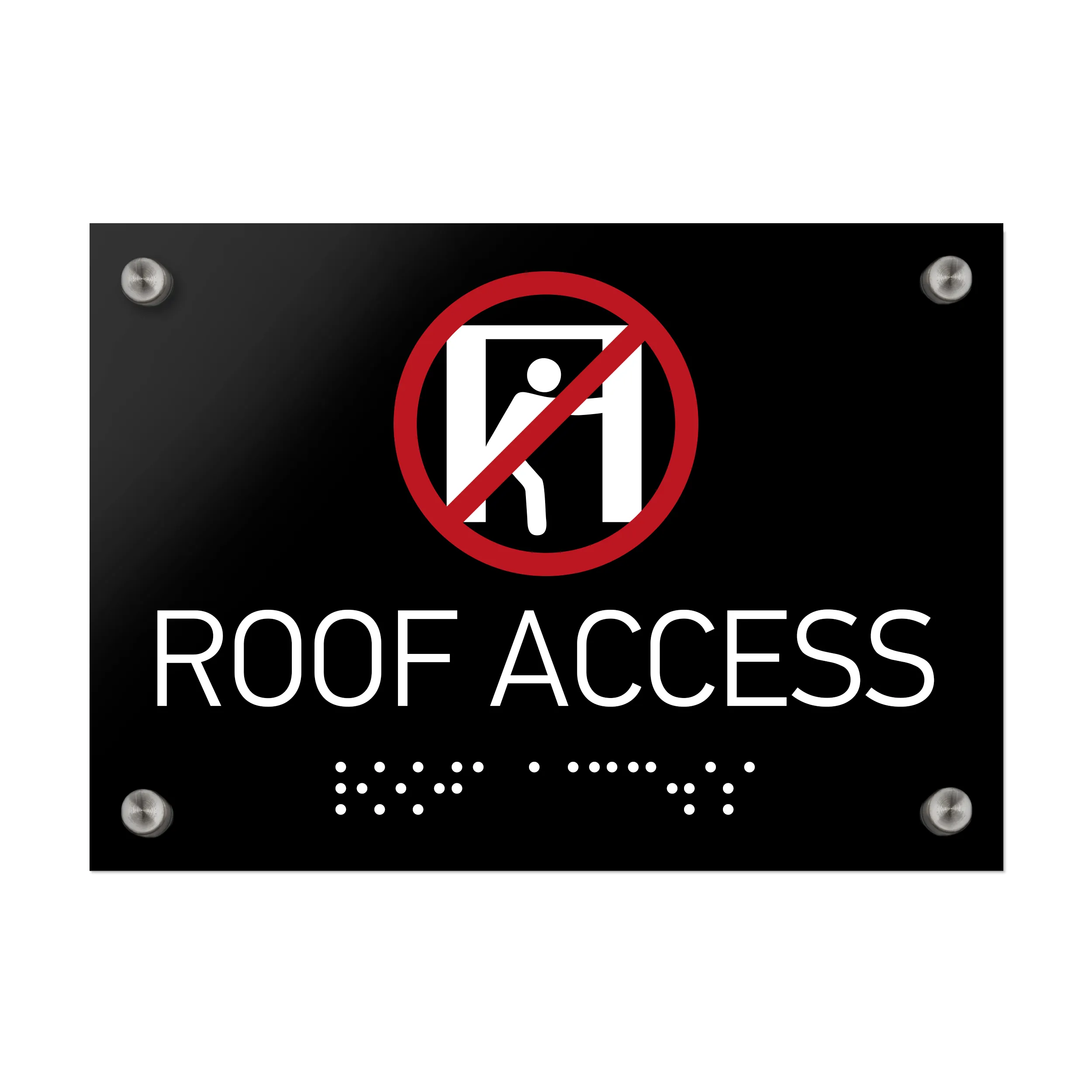 Roof Access Sign Braille - Black Acrylic