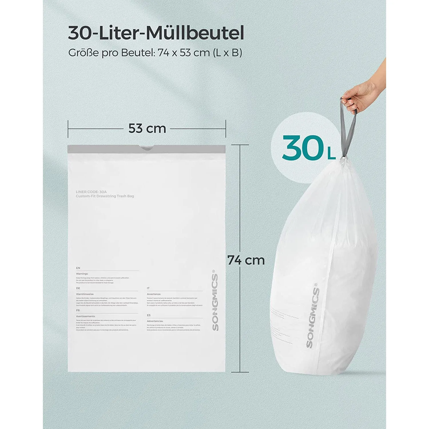 Rootz 4 Pack White Plastic Muslin Bags - Reusable Storage Bags - Eco-Friendly Containers - 30 Liter Capacity - 74cm x 53cm - Lightweight - 8cm x 23cm - 3.2kg Total Weight