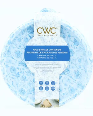 Round Blue Floral Food Storage Container Set