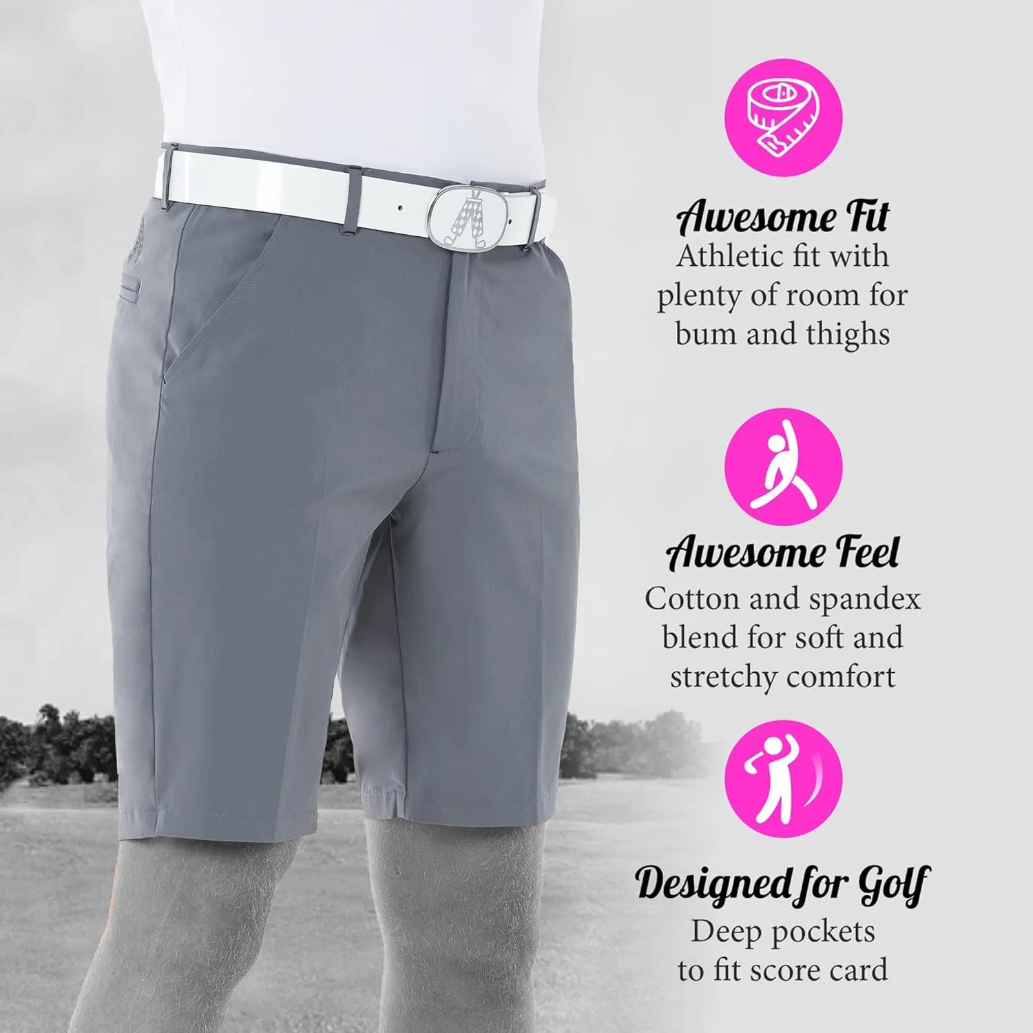 Royal & Awesome Mens Golf Shorts, Slim Fit Golf Shorts, Stretch & Breathable Fabric, Quick Dry, Water Repellent